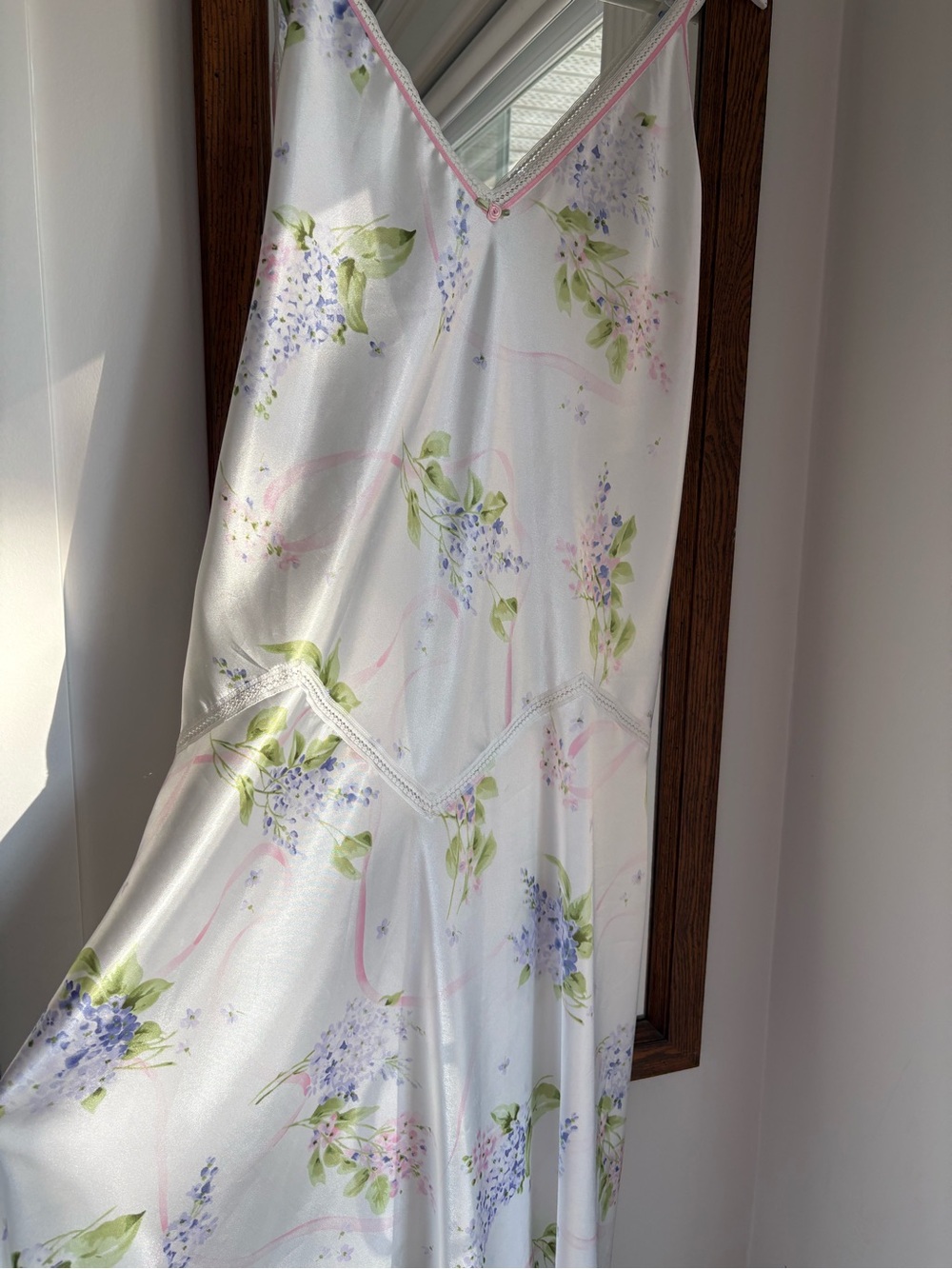 Oscar de la Renta Pink Label Floral Satin Maxi Length Slip Dress - Picture 3 of 6